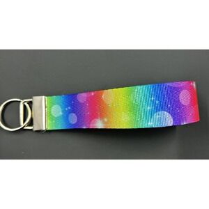 Handmade Rainbow Bubbles Key Fob Wristlet Lanyard Strap 1" Wide Keychain‎